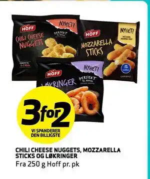 Bunnpris Chili Cheese Nuggets, Mozzarella Sticks og Løkringer tilbud