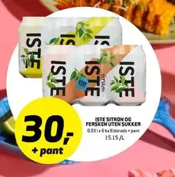 Bunnpris ISTE SITRON OG FERSKEN UTEN SUKKER tilbud