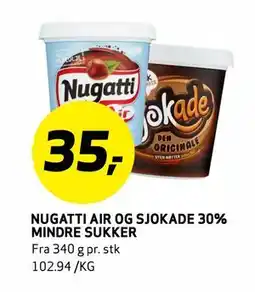 Bunnpris NUGATTI AIR OG SJOKADE 30% MINDRE SUKKER tilbud