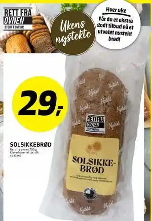 Bunnpris SOLSIKKEBRØD tilbud