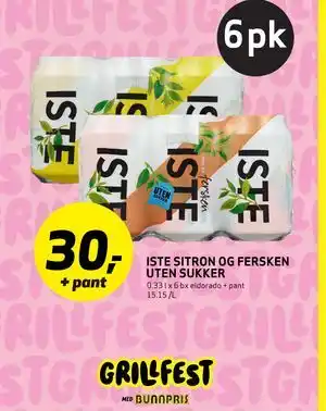 Bunnpris ISTE SITRON OG FERSKEN UTEN SUKKER tilbud