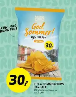 Bunnpris Rifla Sommerchips Havsalt tilbud