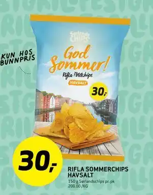 Bunnpris Rifla Sommerchips Havsalt tilbud
