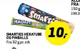 Bunnpris SMARTIES HEXATUBE OG PINBALLS tilbud