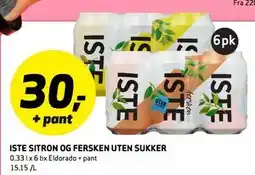 Bunnpris ISTE SITRON OG FERSKEN UTEN SUKKER tilbud