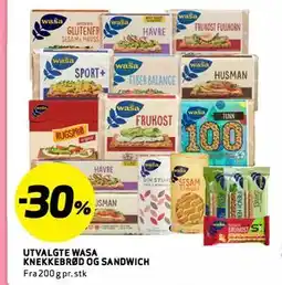 Bunnpris UTVALGTE WASA KNEKKEBRØD OG SANDWICH tilbud