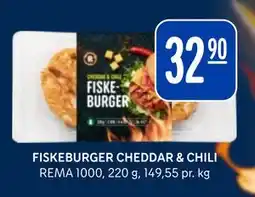 Rema 1000 FISKEBURGER CHEDDAR & CHILI tilbud
