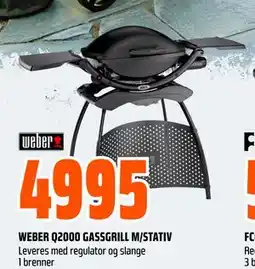 Obs Bygg WEBER Q2000 GASSGRILL M/STATIV tilbud