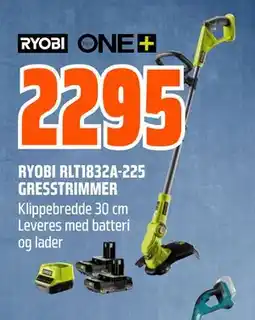 Obs Bygg RYOBI RLT1832A-225 GRESSTRIMMER tilbud
