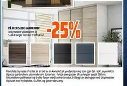 Obs Bygg 25% PÅ FLEXISLIDE GARDEROBE tilbud