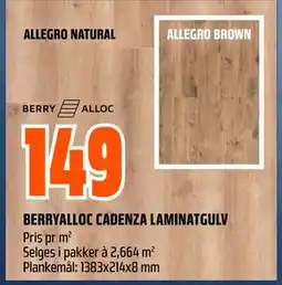 Obs Bygg BERRYALLOC CADENZA LAMINATGULV tilbud