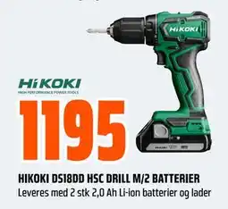 Obs Bygg HIKOKI DS18DD HSC DRILL M/2 BATTERIER tilbud