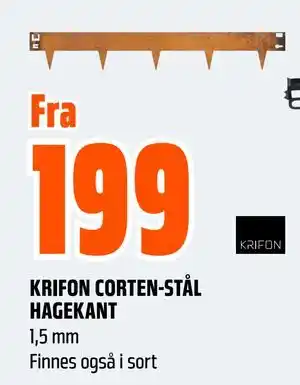 Obs Bygg KRIFON CORTEN-STÅL HAGEKANT tilbud