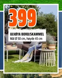 Obs Bygg ULVØYA BORD/SKAMMEL tilbud