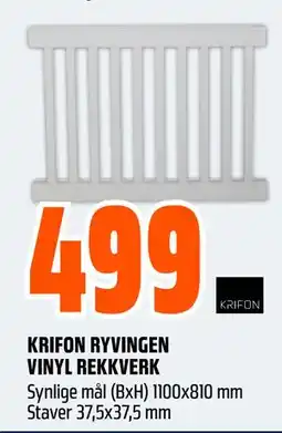 Obs Bygg KRIFON RYVINGEN VINYL REKKVERK tilbud