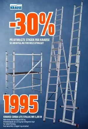 Obs Bygg 30% PÅ UTVALGTE STIGER FRA KRAUSE tilbud