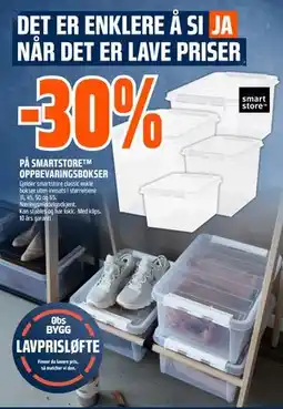 Obs Bygg 30% PÅ SMARTSTORE OPPBEVARINGSBOKSER tilbud