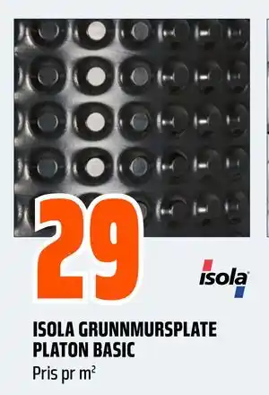 Obs Bygg ISOLA GRUNNMURSPLATE PLATON BASIC tilbud