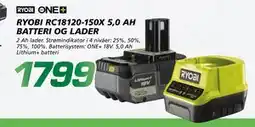 Coop Byggmix RYOBI RC18120-150X 5,0 AH BATTERI OG LADER tilbud