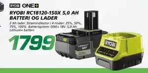 Coop Byggmix RYOBI RC18120-150X 5,0 AH BATTERI OG LADER tilbud