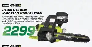 Coop Byggmix RYOBI OCS1830 KJEDESAG UTEN BATTERI tilbud