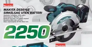 Coop Byggmix MAKITA DSS610Z SIRKELSAG UTEN BATTERI tilbud