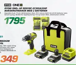 Coop Byggmix RYOBI ONE+ HP RDD18C-2C20SA32HP BOR/SKRUTREKKER MED 2 BATTERIER tilbud