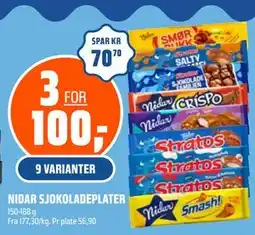 Coop Obs NIDAR SJOKOLADEPLATER tilbud