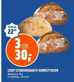 Coop Obs COOP STENOVNSBAKTE RUNDSTYKKER tilbud