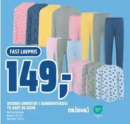 Coop Obs OKIDOKI UNDERTØY I BAMBUSVISKOSE TIL BABY OG BARN tilbud