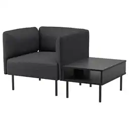 IKEA Lillehem Lenestol med sidebord, Gunnared mørk grå/metall tilbud
