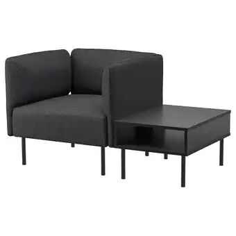 IKEA Lillehem Lenestol med sidebord, Gunnared mørk grå/metall tilbud