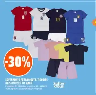 Coop Obs SOFTERDAYS fotballsett, t-shirts og shortser barn tilbud
