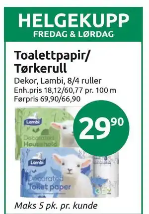 Joker Toalettpapir/ Tørkerull tilbud