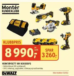 Montér VERKTØYSETT 18V DCK555P3 tilbud