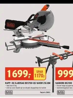 Montér KAPP- OG GJÆRSAG BES700-QS 1600W 216 MM tilbud
