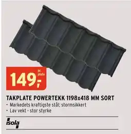 Montér TAKPLATE POWERTEKK 1198x418 MM SORT tilbud