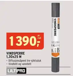Montér VINDSPERRE 1,30x25 M tilbud