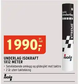 Montér UNDERLAG ISOKRAFT 1X12 METER tilbud