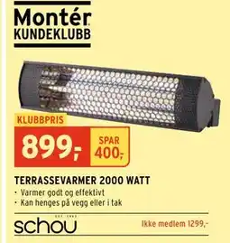 Montér TERRASSEVARMER 2000 WATT tilbud
