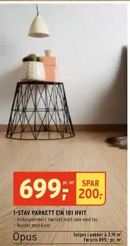 Montér 1-STAV PARKETT EIK 181 HVIT tilbud