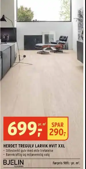 Montér HERDET TREGULV LARVIK HVIT XXL tilbud