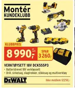 Montér VERKTØYSETT 18V DCK555P3 tilbud