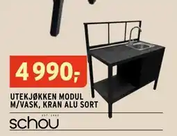 Montér UTEKJØKKEN MODUL M/VASK, KRAN ALU SORT tilbud