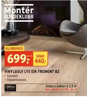 Montér VINYLGULV LYS EIK FREMONT 82 tilbud