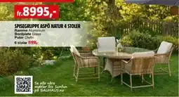 Bauhaus SPISEGRUPPE ASPÖ NATUR 4 STOLER tilbud