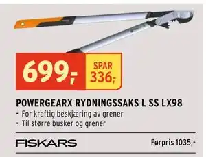 Montér POWERGEARX RYDNINGSSAKS L SS LX98 tilbud