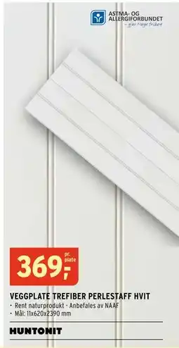 Montér VEGGPLATE TREFIBER PERLESTAFF HVIT tilbud