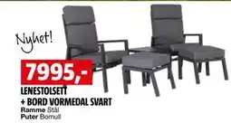Bauhaus LENESTOLSETT + BORD VORMEDAL SVART tilbud
