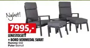 Bauhaus LENESTOLSETT + BORD VORMEDAL SVART tilbud